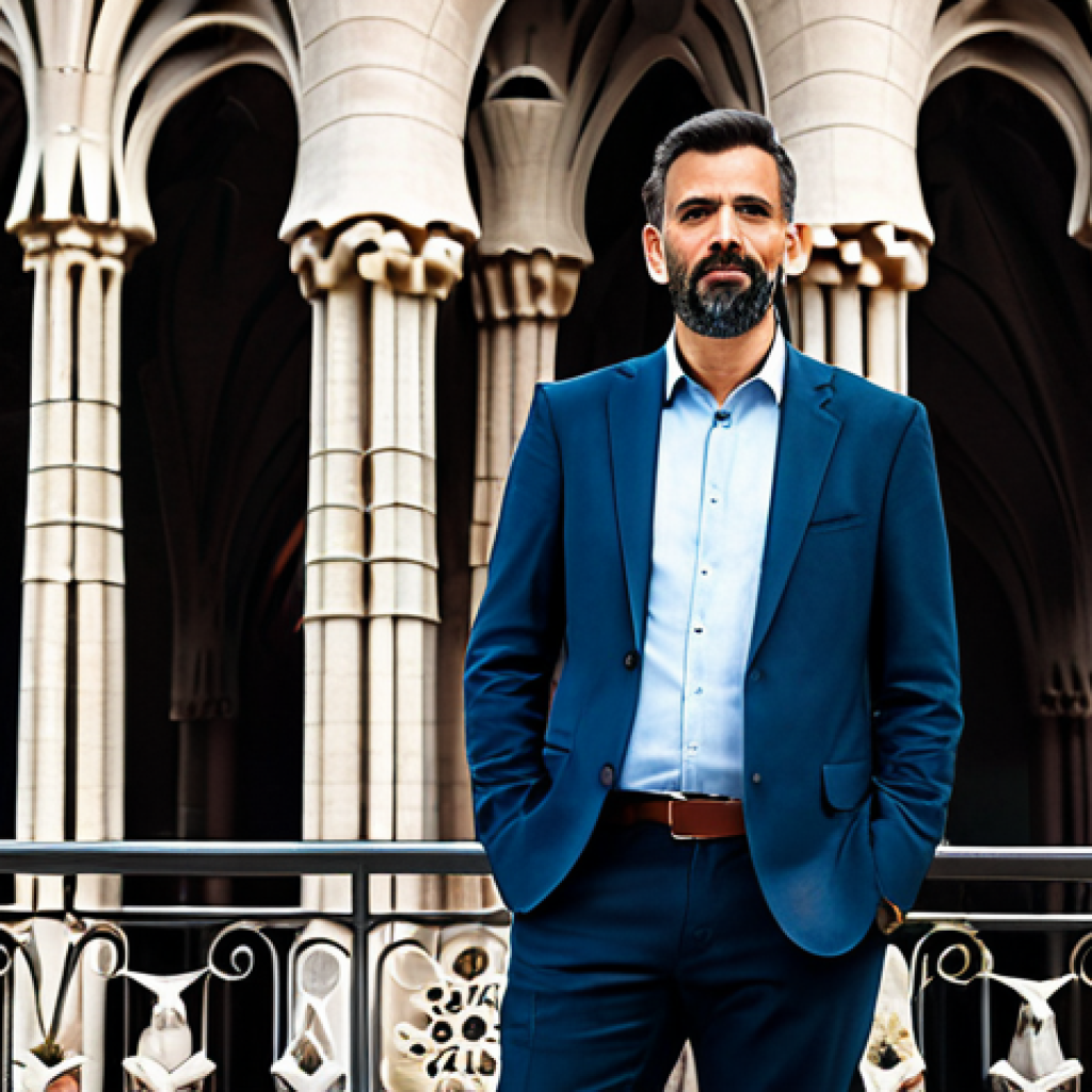 **
"A professional architect, fully clothed in stylish, modest business attire, standing on a balcony overlooking the Sagrada Familia in Barcelona, Spain. Natural lighting, perfect anatomy, correct proportions, well-formed hands, appropriate content, safe for work, professional photography, high resolution, family-friendly."
**