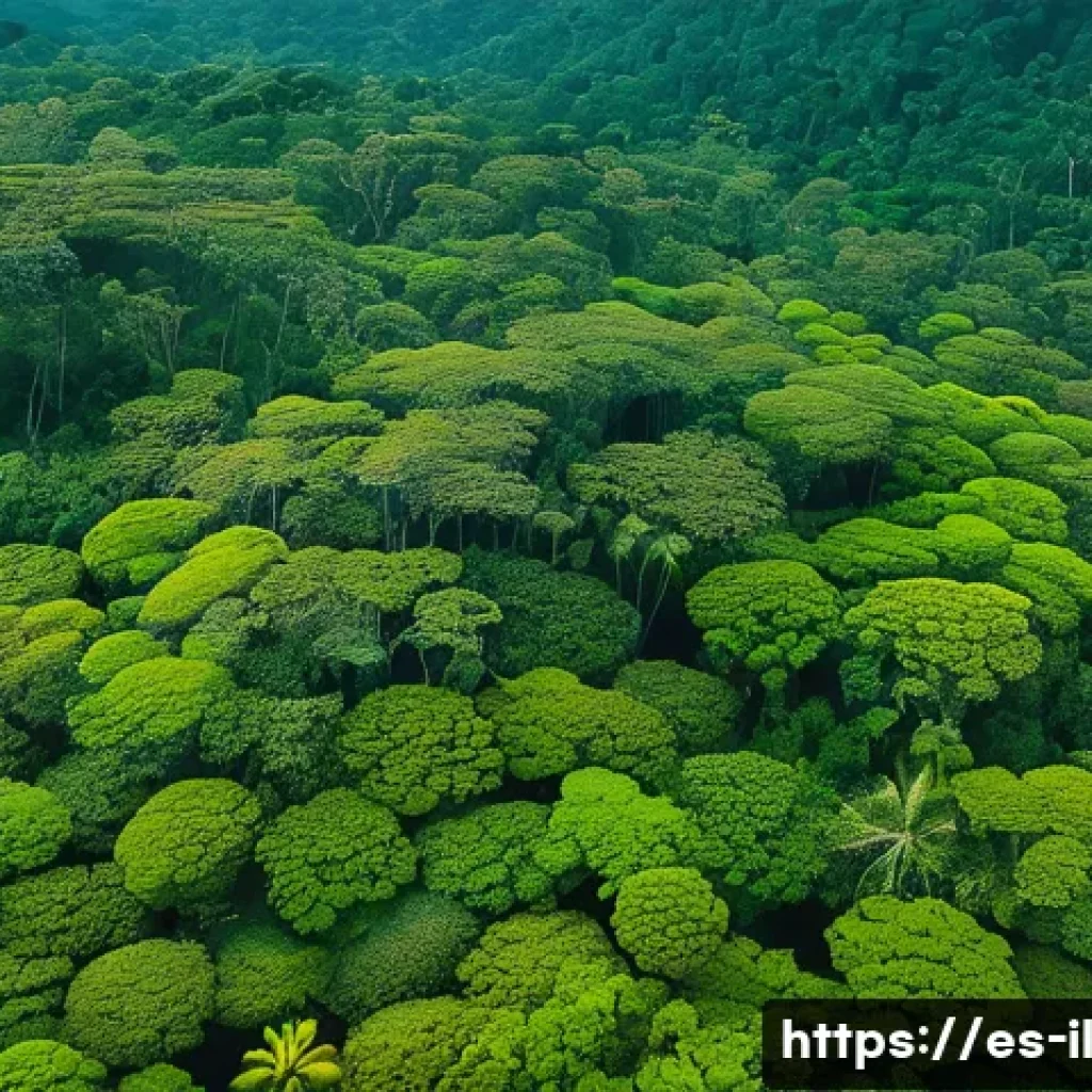 생태계 복원 기술을 활용한 생물 다양성 보호 - A vibrant aerial view of a restored tropical forest in Latin America, captured by a drone flying ove...