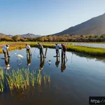 Home 23 생태계 복원 기술과 환경 정책 - Photorealistic wide-angle scene of a Mediterranean wetland restoration project in southern Spain, di...